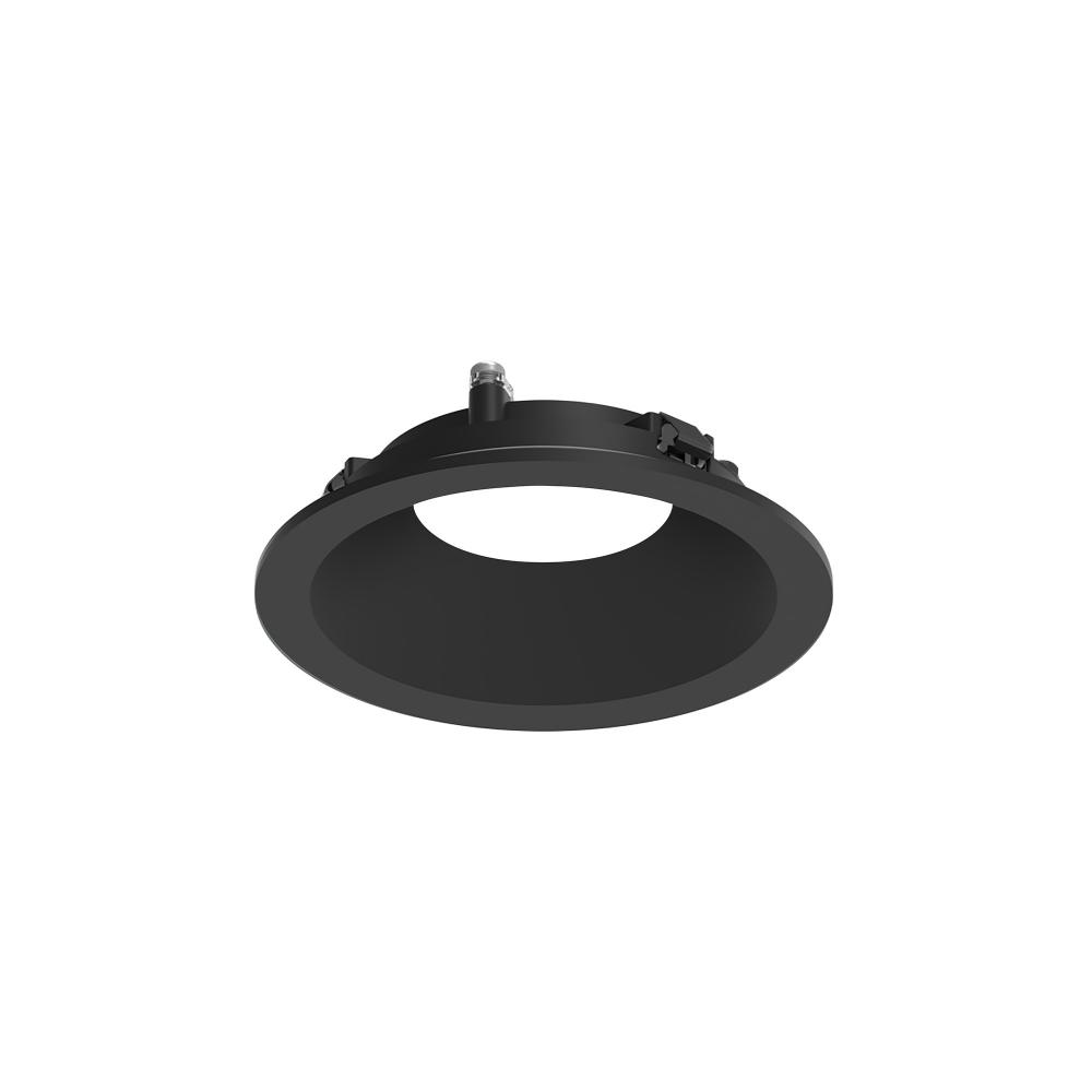 3" Apollo Round Flanged Downlight Trim with Clear Lens, Black Finish