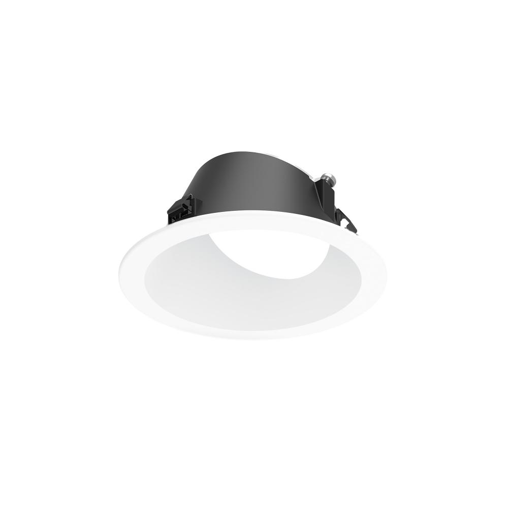 3" Apollo Round Flanged Wall Wash Trim with Clear Lens, Matte Powder White Finish