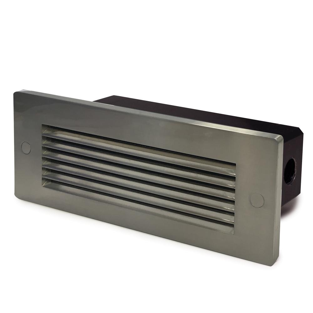 Brick Die-Cast LED Step Light w/ Horizontal Louver Face Plate, Selectable CCT, Brushed Nickel Finish