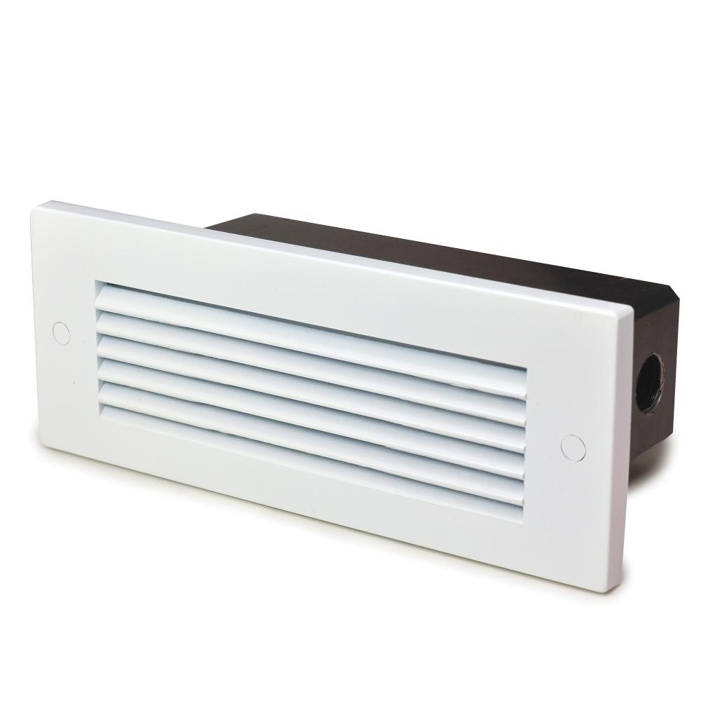 Brick Die-Cast LED Step Light w/ Horizontal Louver Face Plate, Selectable CCT, White Finish