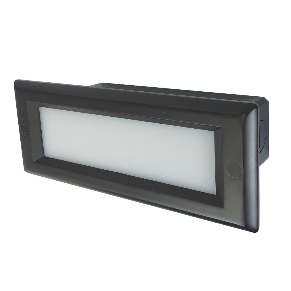 Brick Die-Cast LED Step Light w/ Frosted Lens Face Plate, Selectable CCT, Bronze Finish