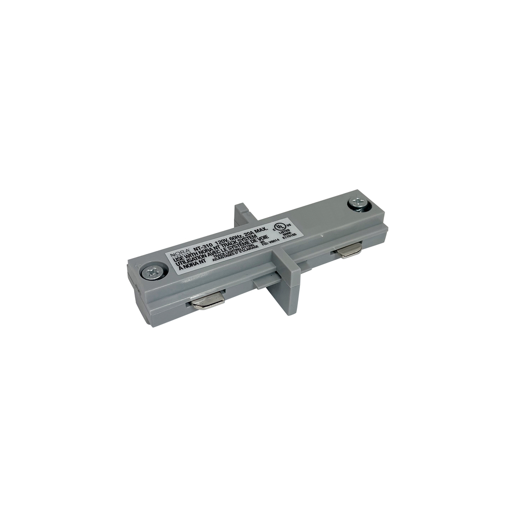 Straight Connector for One-Circuit Track, Silver Finish
