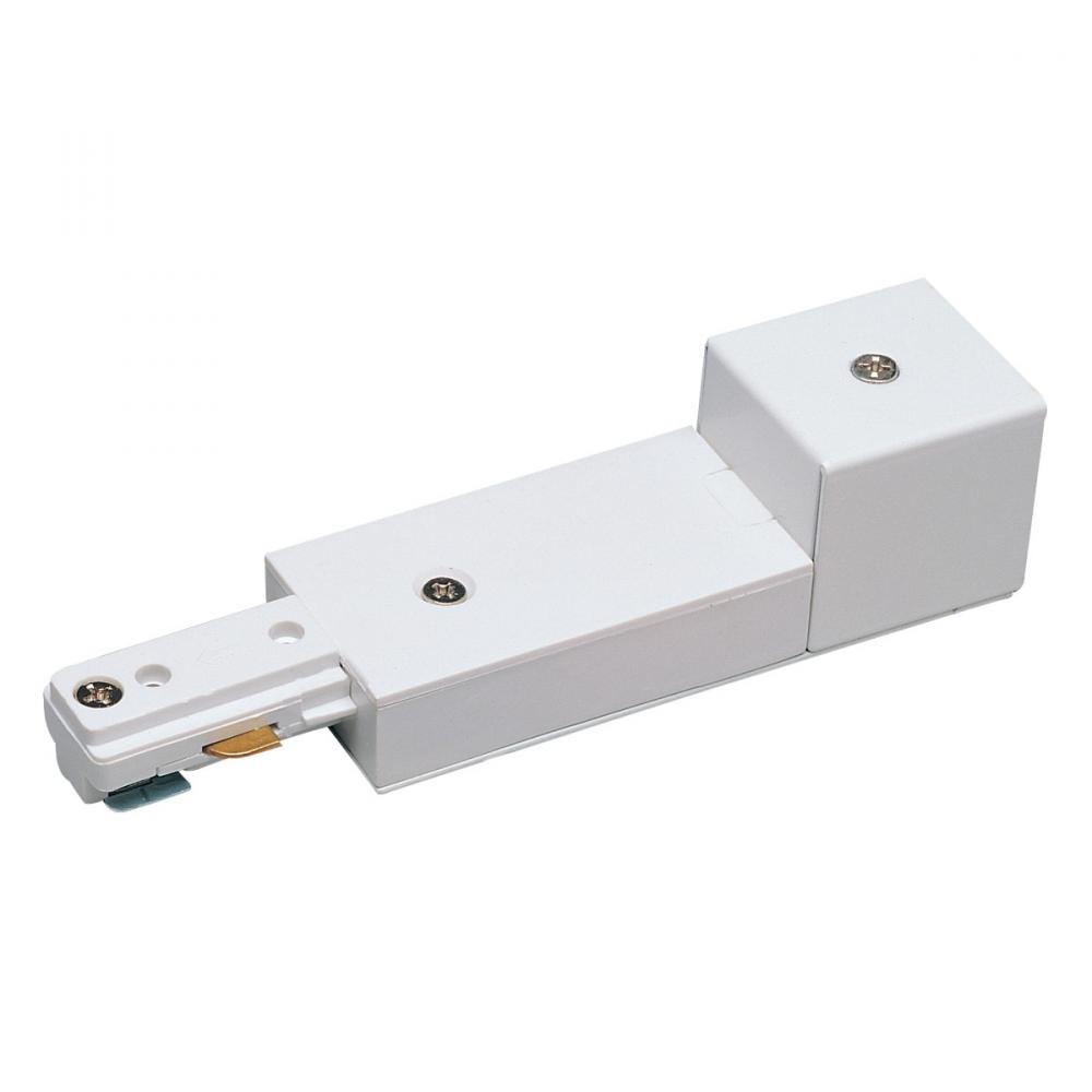 Live End Conduit Feed for One-Circuit Track (Left Polarity), White Finish