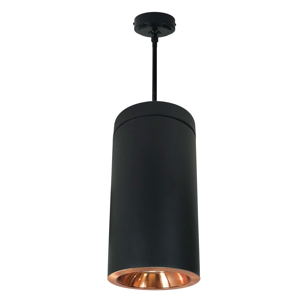 6" Cobalt Pendant Mount Cylinder, Black, 1000L, 3500K, Copper /Copper Reflector, 120V Triac/ELV