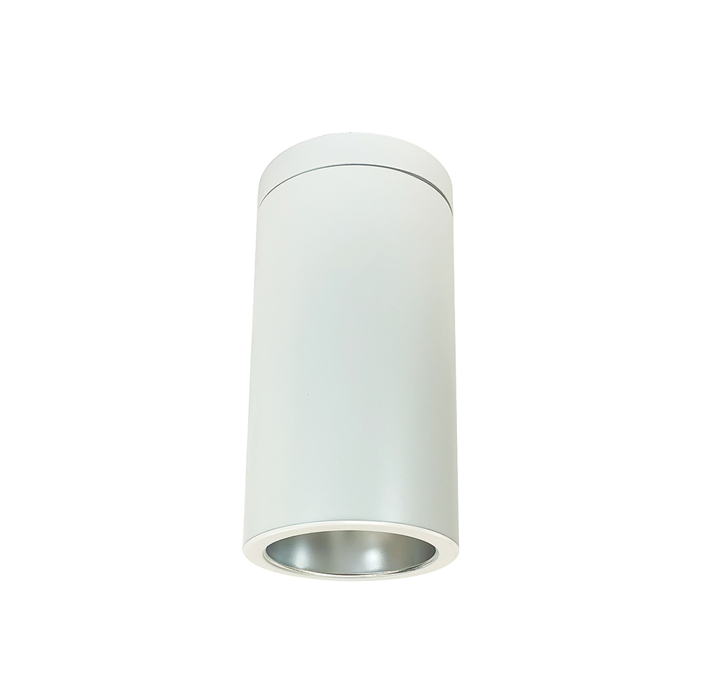 6" Sapphire III Surface Mount White Cylinder, Diffused Clear Reflector/Matte Powder White