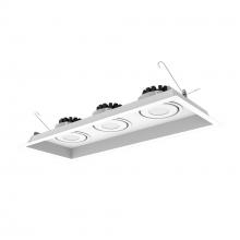Nora NMRT3-3RL230SWW - Three-Head Flanged LED Multiple Lighting Trim, 1500lm per Head w/ Spot Optic, 3000K, Regressed White