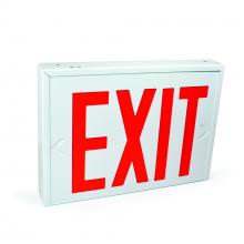 Nora NX-550-LEDU/R - Steel Body NYC Approved Exit Signs, 8" Red Letters / White Housing, Battery Backup, 1F/2F