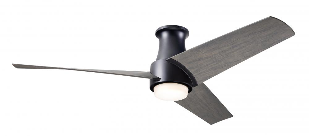 Ambit Flush DC Fan- Matte Black Finish; 56" Graywash Blades; 17W LED (Matte Black Trim)