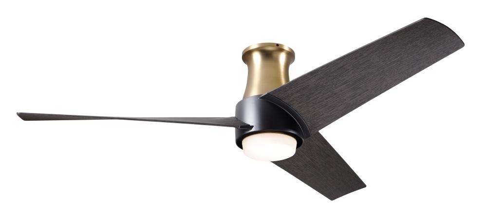 Ambit Flush DC Fan- Satin Brass/Matte Black Finish; 56" Ebony Blades; 17W LED (Satin Brass Trim)