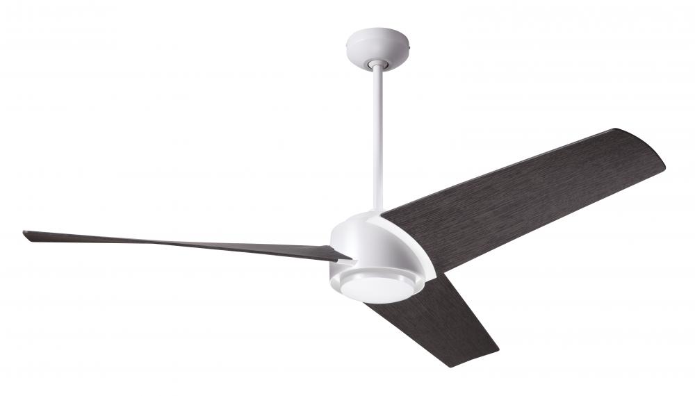 Ambit DC Fan- Matte White Finish; 56" Ebony Blades; No Light; Wall/Remote Combo Control
