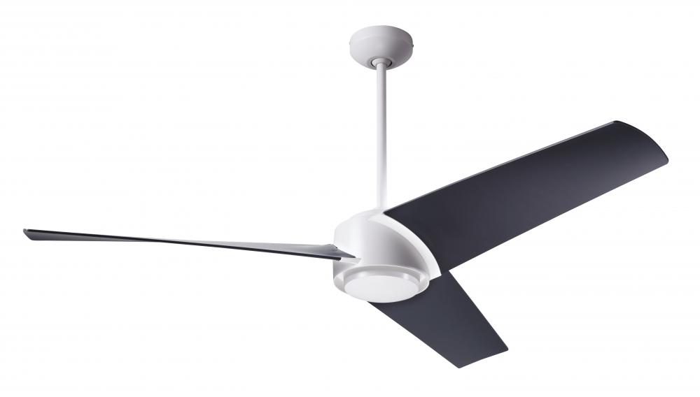 Ambit DC Fan- Matte White Finish; 56" Matte Black Blades; No Light; Wall/Remote Combo Control