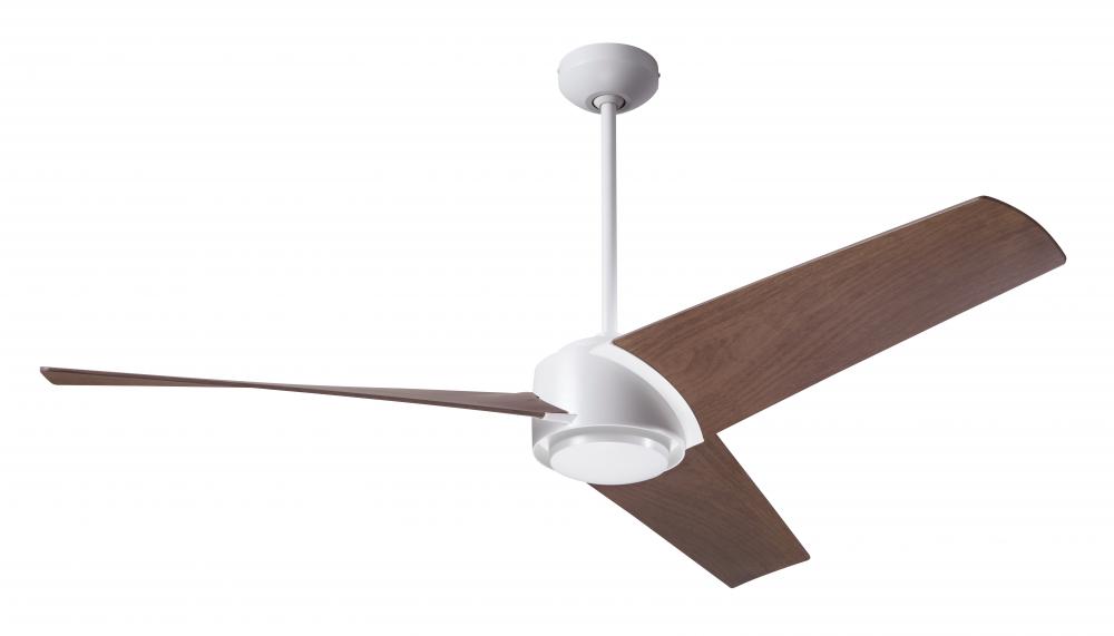 Ambit DC Fan- Matte White Finish; 56" Mahogany Blades; No Light; Wall/Remote Combo Control