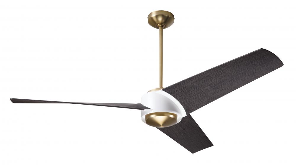 Ambit DC Fan- Satin Brass/Matte White Finish; 56" Ebony Blades; No Light; Wall/Remote Combo Cont