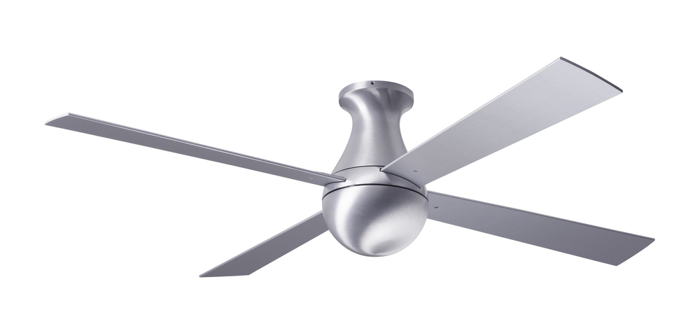 Ball Flush Fan; Brushed Aluminum Finish; 52" White Blades; No Light; Fan Speed Control