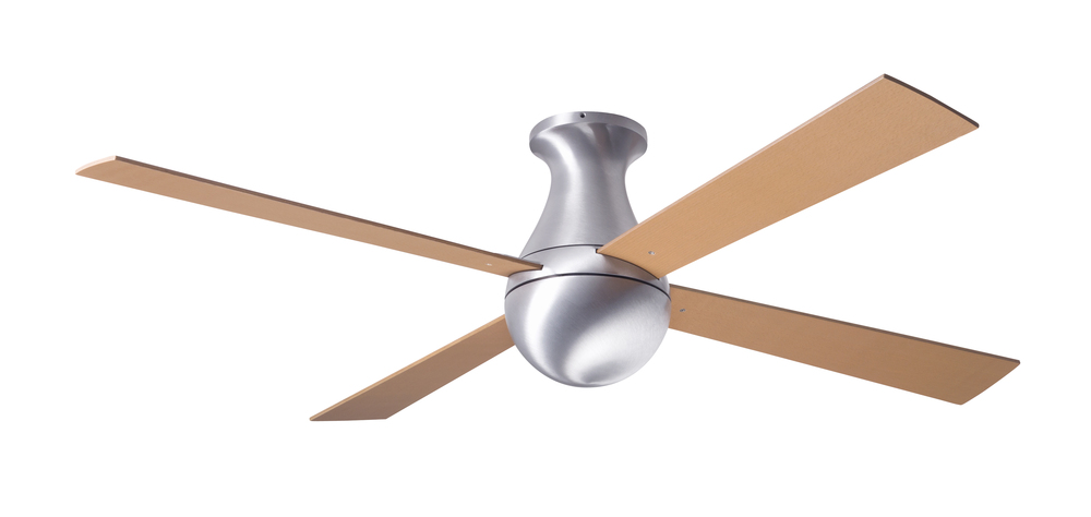 Ball Flush Fan; Brushed Aluminum Finish; 42" Maple Blades; No Light; Fan Speed Control