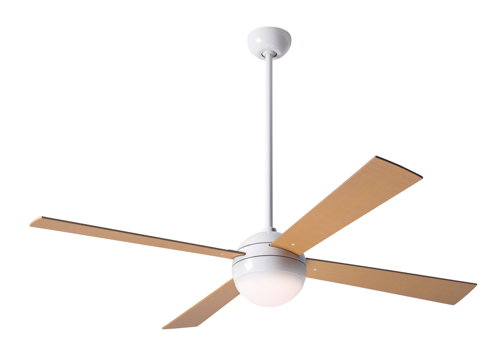 Ball Fan; Gloss White Finish; 42" Maple Blades; 20W LED; Fan Speed and Light Control (3-wire)