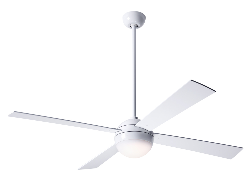 Ball Fan; Gloss White Finish; 52" Aluminum Blades; 20W LED; Fan Speed and Light Control (3-wire)