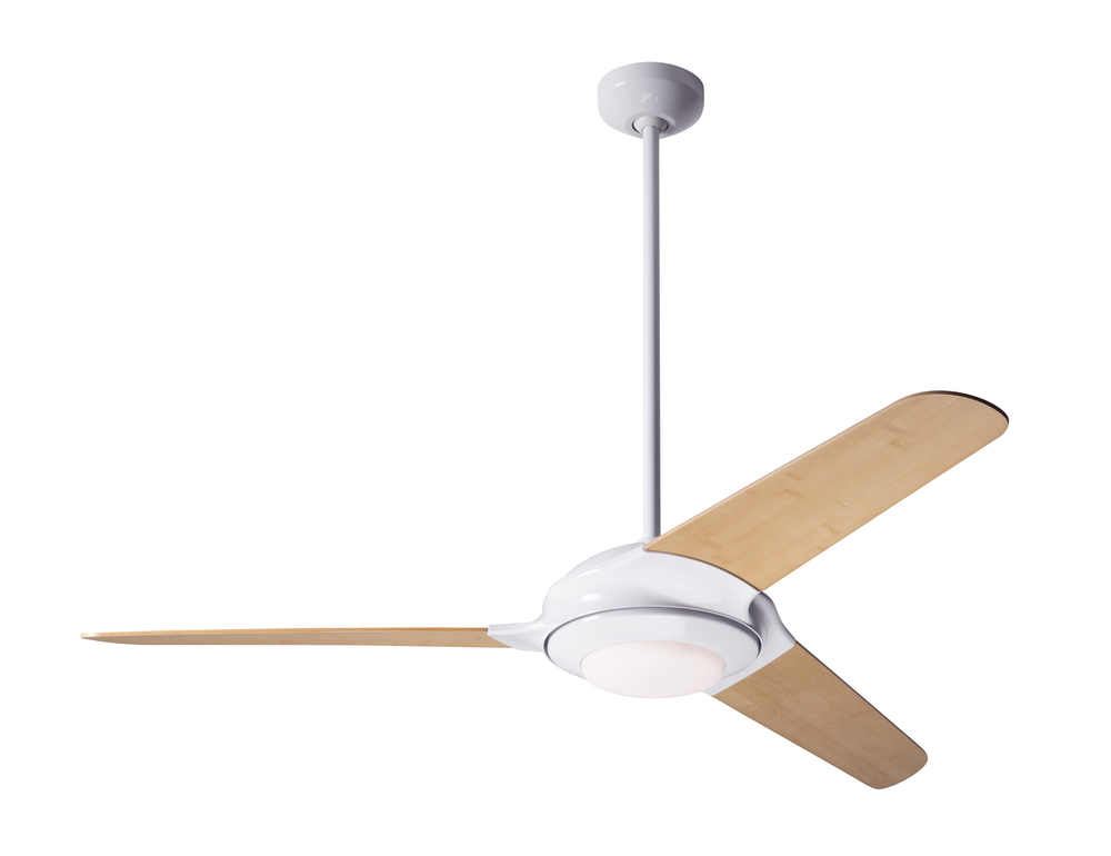 Flow Fan; Gloss White Finish; 52" Nickel Blades; 20W LED; Fan Speed and Light Control (3-wire)