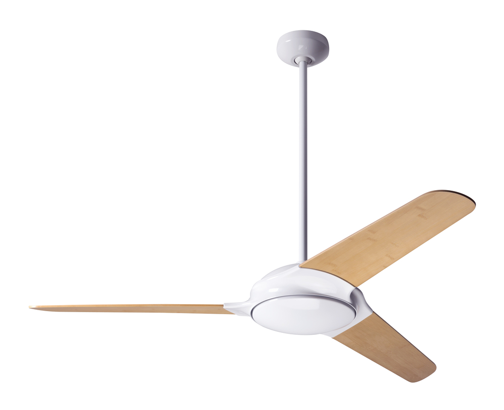 Flow Fan; Gloss White Finish; 52" Bamboo Blades; No Light; Fan Speed and Light Control (3-wire)