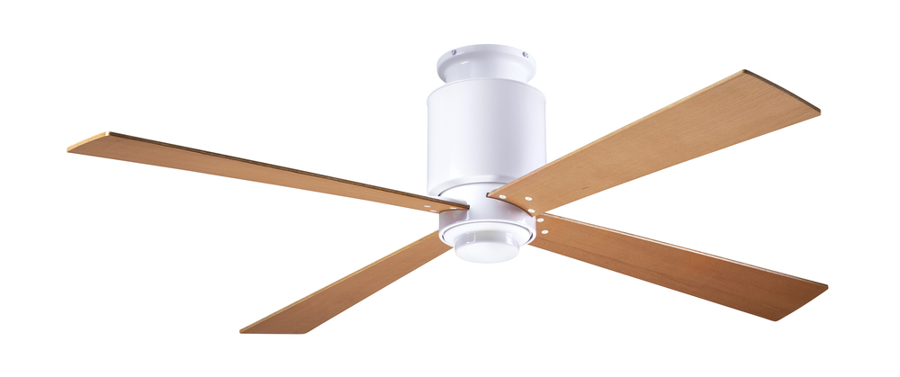 Lapa Flush Fan; Gloss White Finish; 50" Maple Blades; No Light; Fan Speed and Light Control