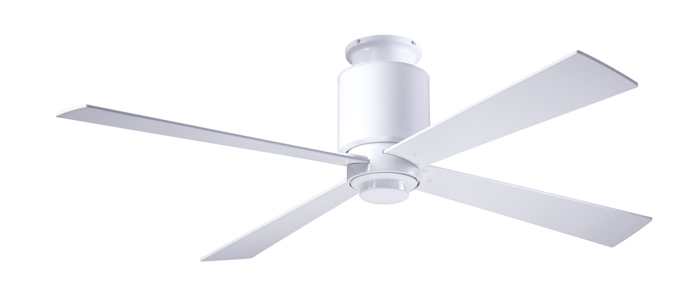 Lapa Flush Fan; Gloss White Finish; 50" Nickel Blades; No Light; Fan Speed and Light Control