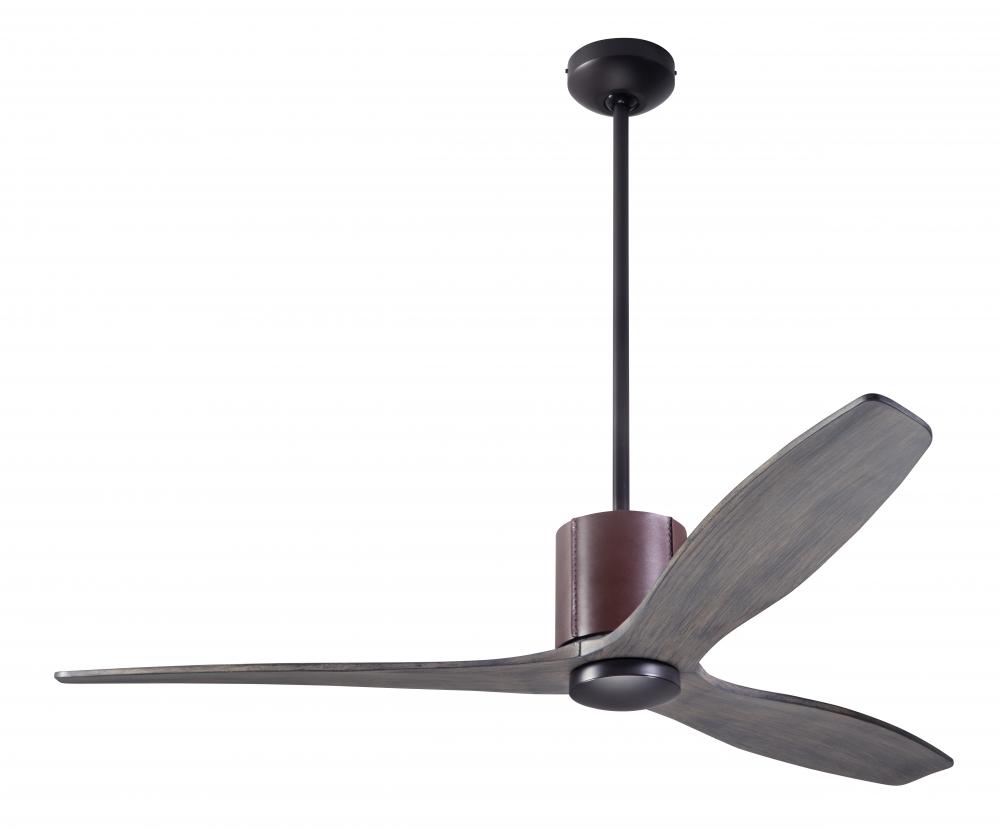 LeatherLuxe DC Fan; Dark Bronze Finish with Chocolate Leather; 54" Graywash Blades