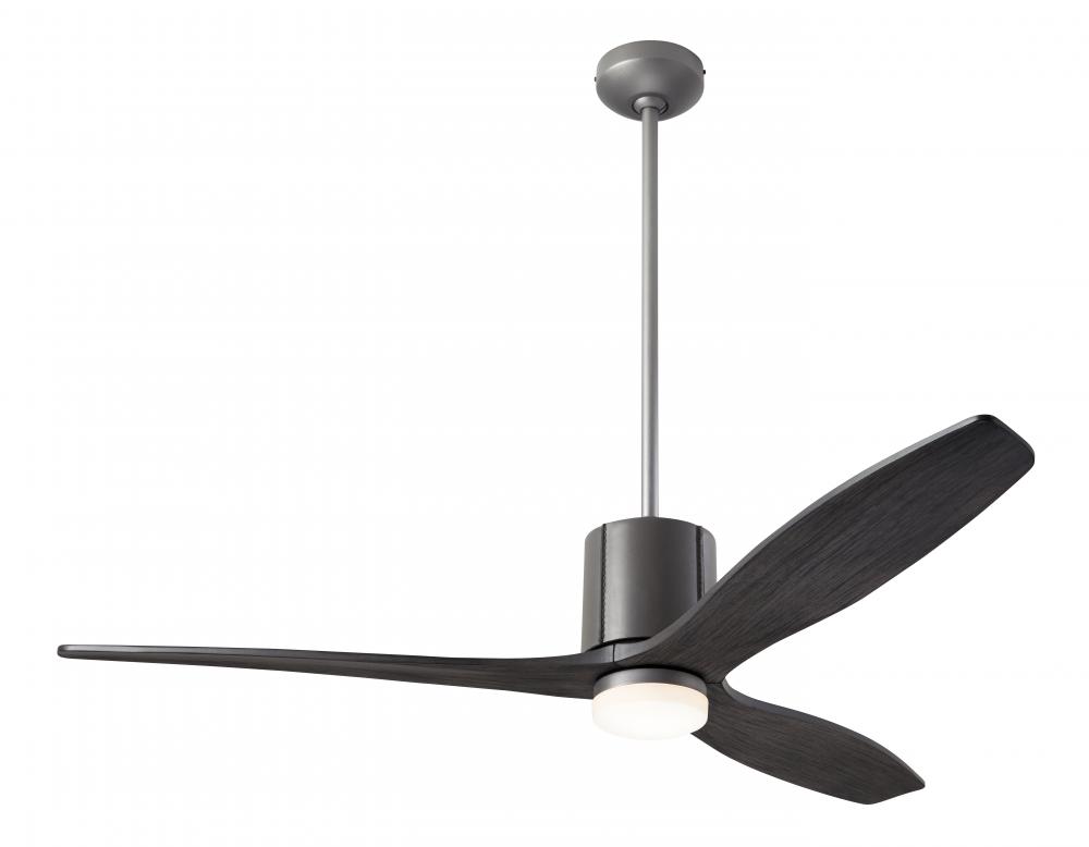 LeatherLuxe DC Fan; Graphite Finish with Gray Leather; 54" Ebony Blades; 17W LED