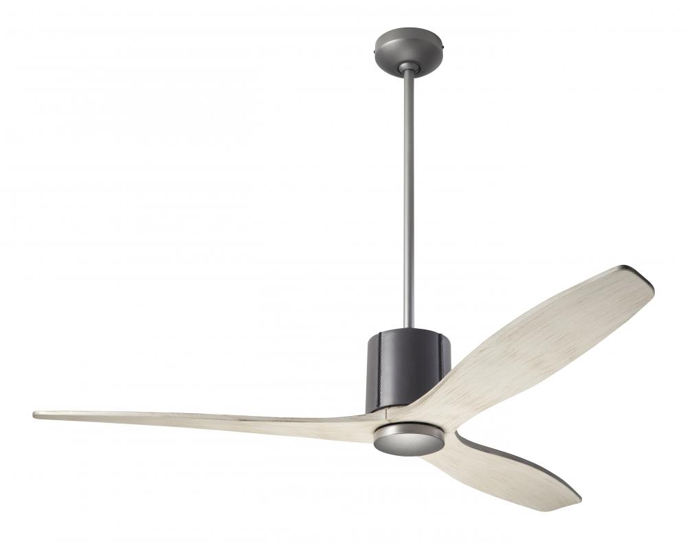 LeatherLuxe DC Fan; Graphite Finish with Gray Leather; 54" Whitewash Blades