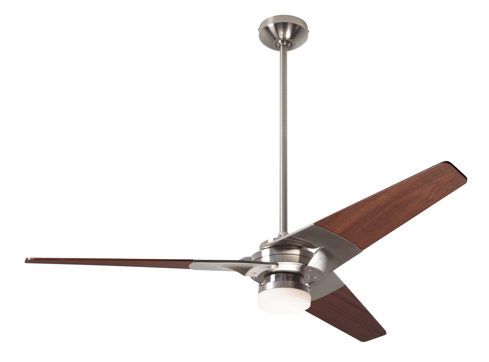 Torsion Fan; Bright Nickel Finish; 52" Mahogany Blades; 17W LED; Fan Speed and Light Control