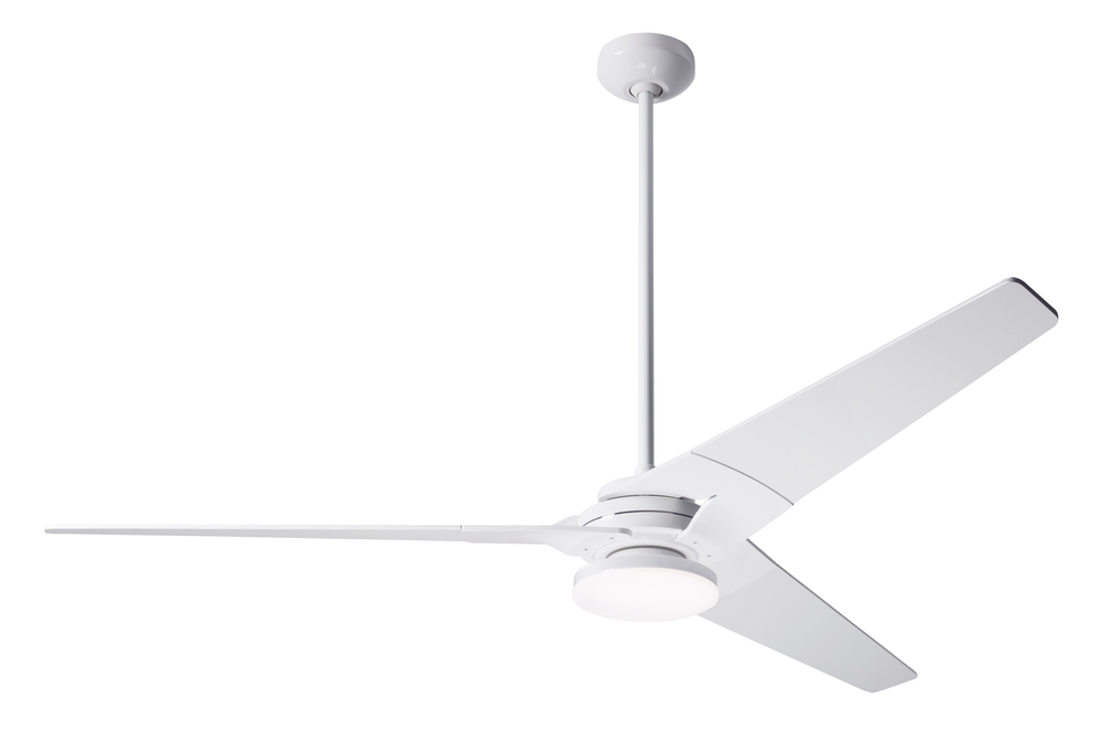 Torsion Fan; Gloss White Finish; 62" Whitewash Blades; 20W LED; Fan Speed and Light Control