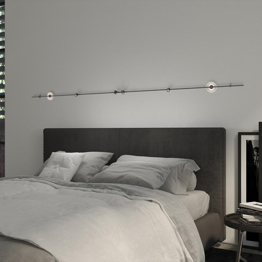 72" 2-Bar Linear Wall-Mounted with Mezzaluna Luminaires + Precise Bar-Mounted Aimable Cylinders