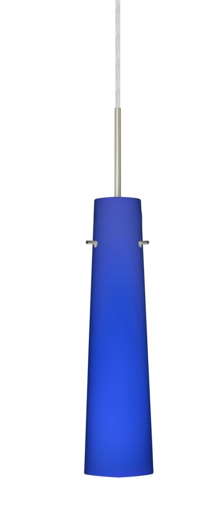 Besa Camino Pendant Satin Nickel Cobalt Blue Matte 1x40W E12 base
