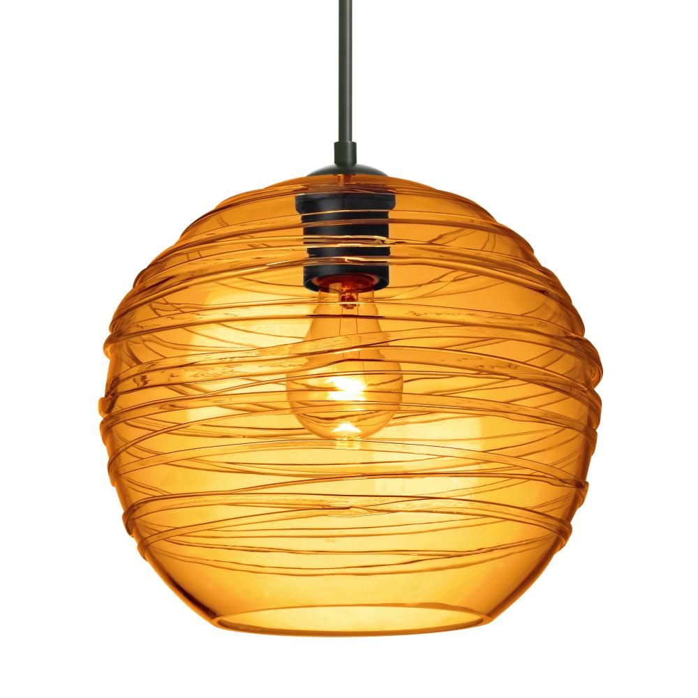 Besa Wave 10 Pendant Black Amber 1x60W Medium Base