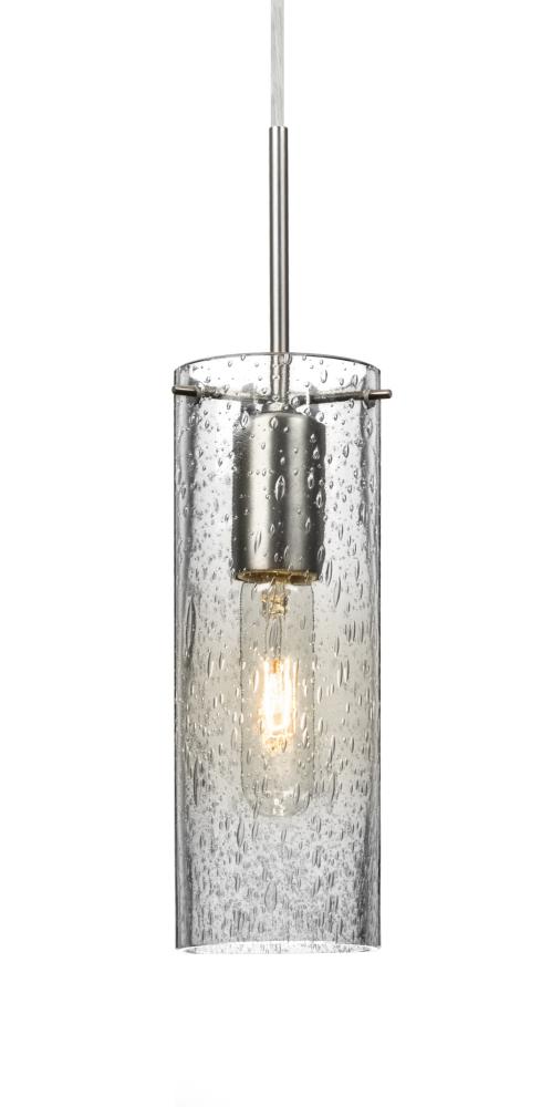 Besa, Juni 10 Cord Pendant, Clear Bubble, Satin Nickel, 1x60W Medium Base