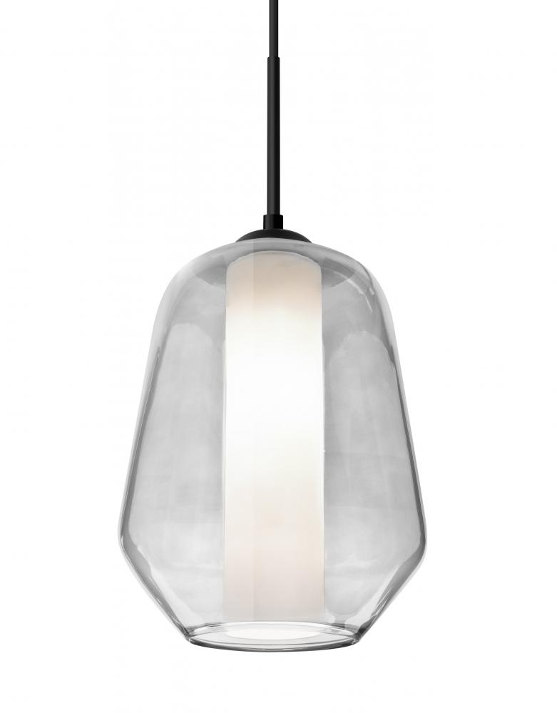 Besa Link Pendant, Clear/Opal, Black Finish, 1x9W LED