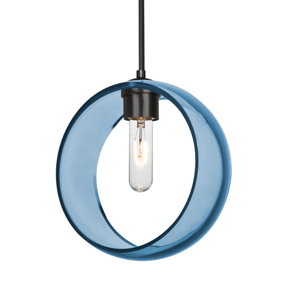 Besa Mana Pendant, Blue, Black Finish, 1x60W Medium Base