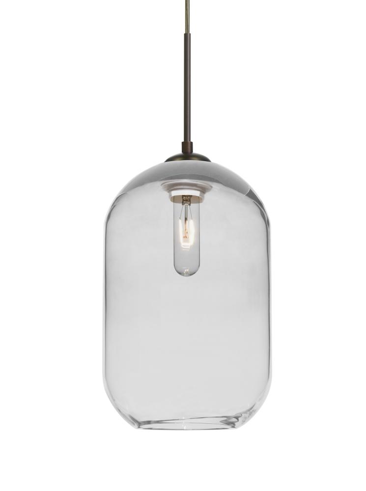 Besa, Omega 12 Cord Pendant, Clear, Bronze Finish, 1x60W Medium Base