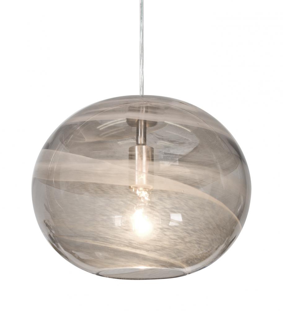 Besa, Geno Cord Pendant, Vapor Smoke, Satin Nickel Finish, 1x60W Medium Base