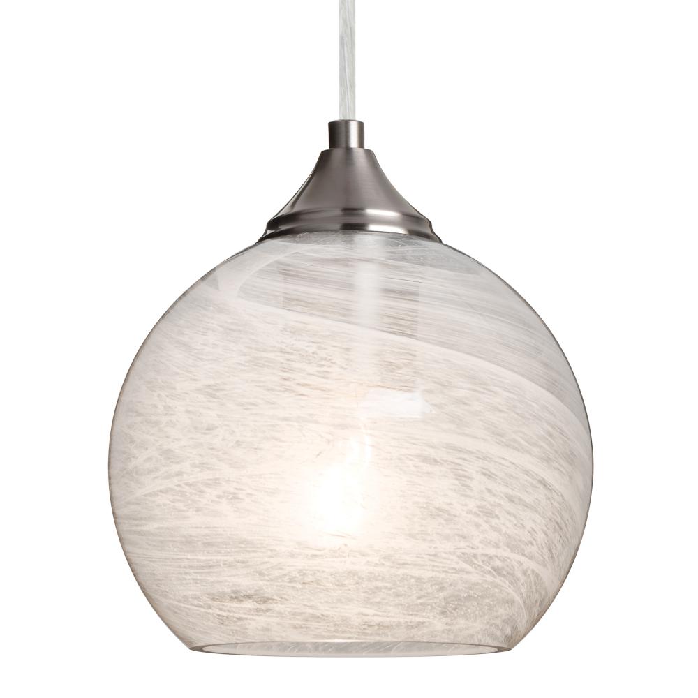 Besa, Jilly Cord Pendant, Vapor Clear, Satin Nickel Finish, 1x60W Medium Base, 15Ft. Cord