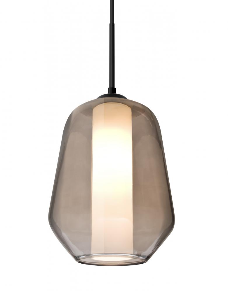 Besa Link Pendant, Smoke/Opal, Black Finish, 1x9W LED