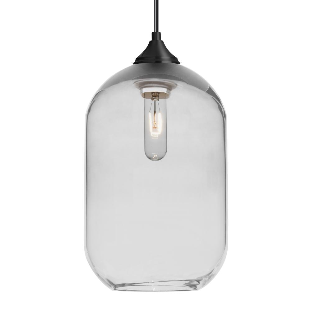 Besa, Omega 12 Cord Pendant, Clear, Black Finish, 1x60W Medium Base
