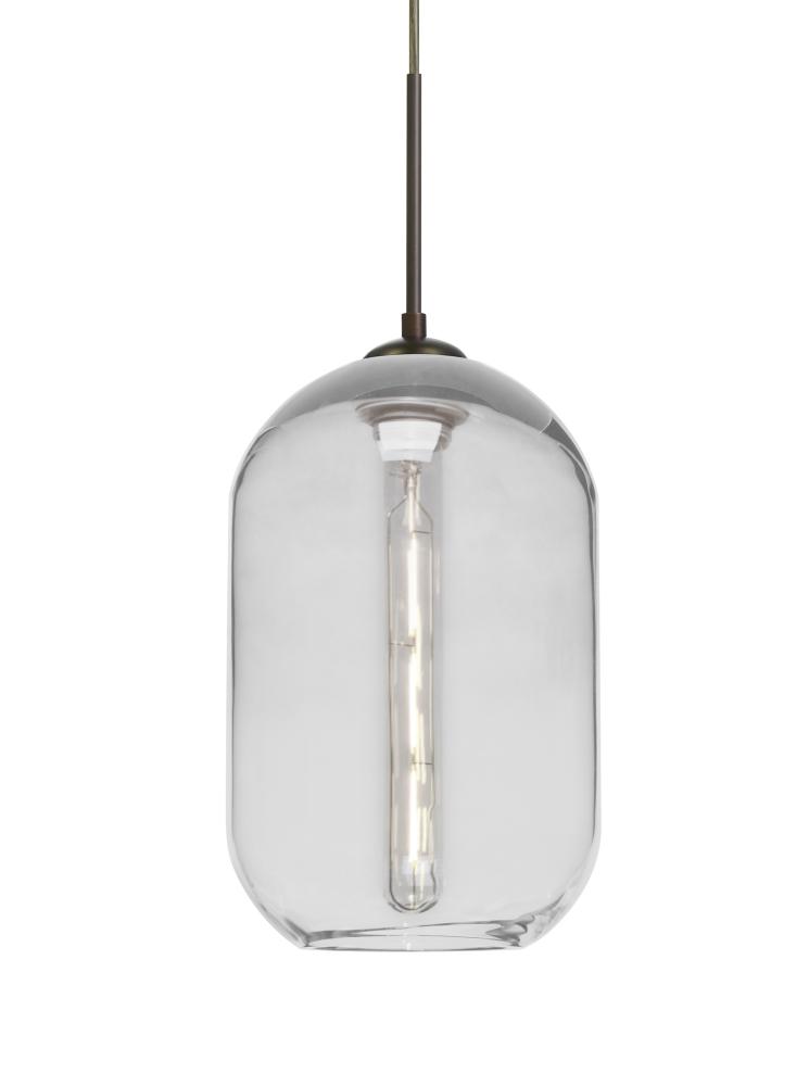 Besa, Omega 12 Cord Pendant, Clear, Bronze Finish, 1x5W LED Filament