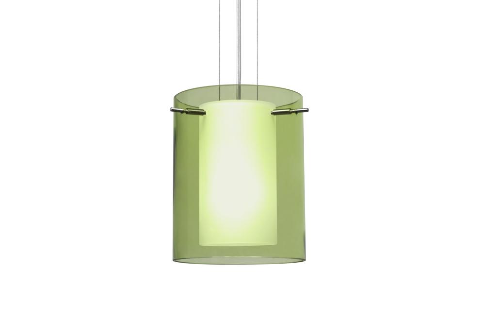 Besa Pahu 8 LED Pendant 1Kg Transparent Olive/Opal Satin Nickel 1x11W LED