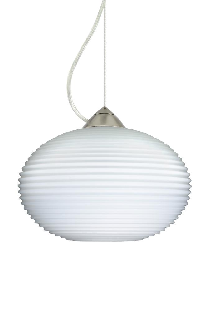 Besa Pape 12 Pendant 1Kx Opal Ribbed Satin Nickel 1x100W Medium Base