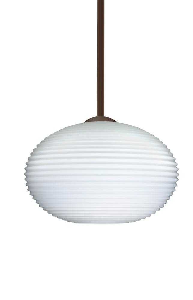 Besa Stem Pendant Pape 10 Bronze Opal Ribbed 1x100W Medium Base