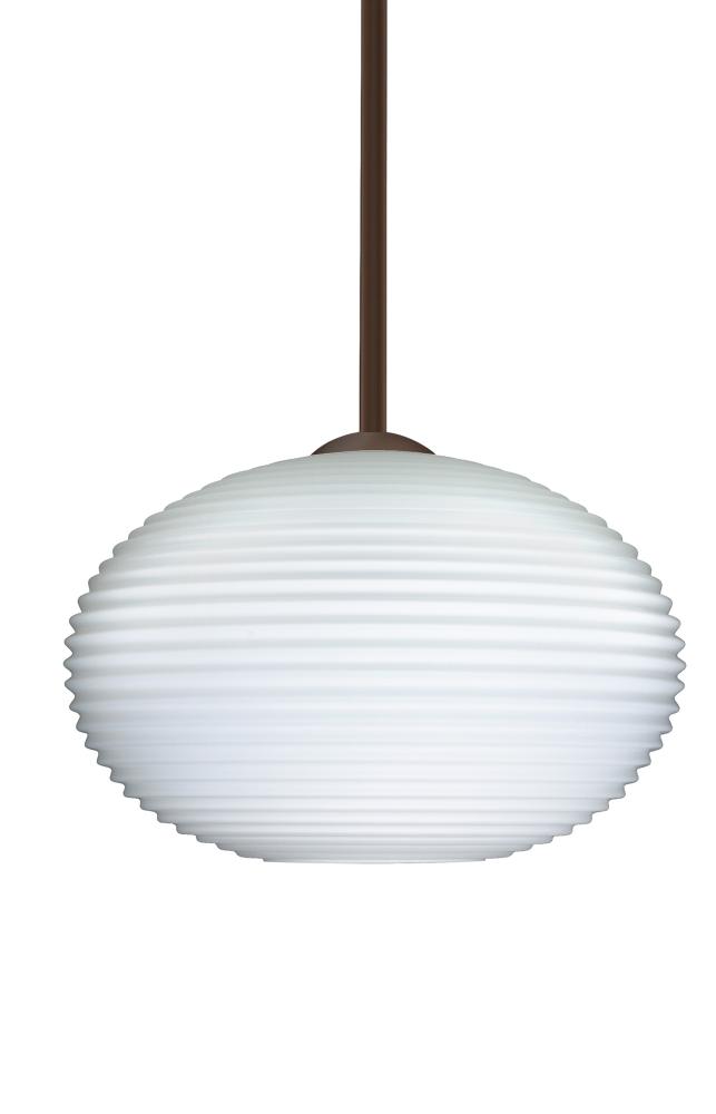 Besa Stem Pendant Pape 12 Bronze Opal Ribbed 1x100W Medium Base