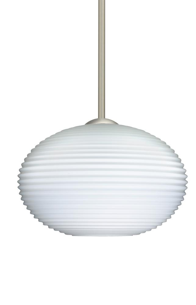 Besa Stem Pendant Pape 12 Satin Nickel Opal Ribbed 1x100W Medium Base