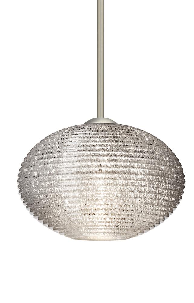 Besa Stem Pendant Pape 12 Satin Nickel Glitter 1x100W Medium Base