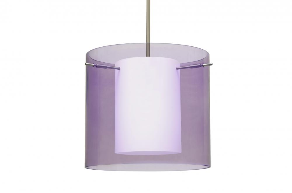 Besa Stem Pendant Pahu 12 Satin Nickel Transparent Amethyst 1x100W Medium Base