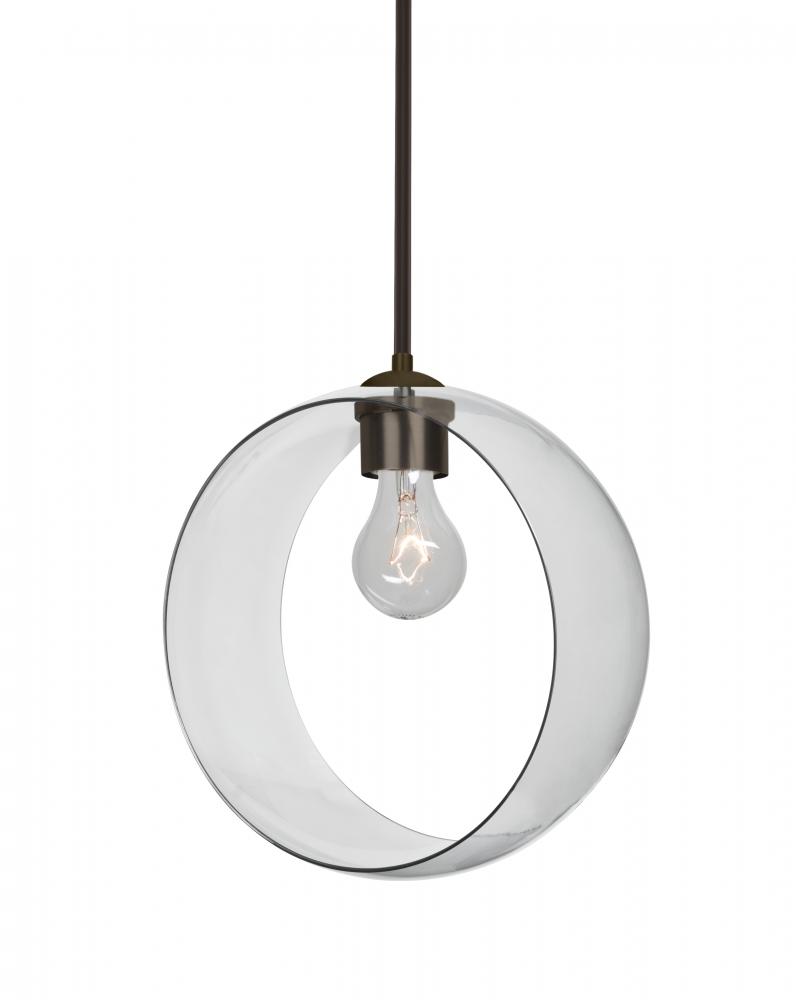 Besa, Plato Stem Pendant, Clear, Bronze Finish, 1x60W Medium Base
